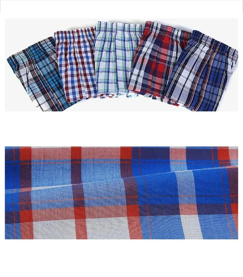 5 Pack Men's Thin Summer Underwear Cotton Plus Size Breathable Plaid Flexible Shorts Boxer Male Underpants