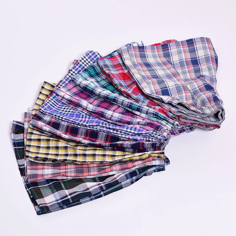 5 Pack Men's Thin Summer Underwear Cotton Plus Size Breathable Plaid Flexible Shorts Boxer Male Underpants