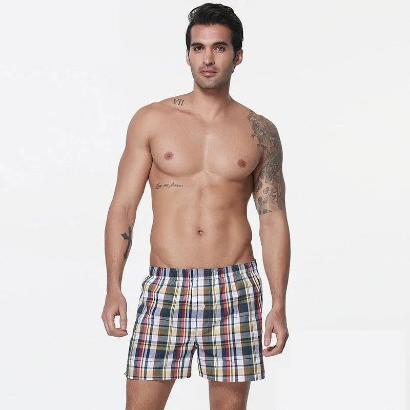 5 Pack Men's Thin Summer Underwear Cotton Plus Size Breathable Plaid Flexible Shorts Boxer Male Underpants