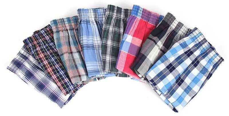 5 Pack Men's Thin Summer Underwear Cotton Plus Size Breathable Plaid Flexible Shorts Boxer Male Underpants