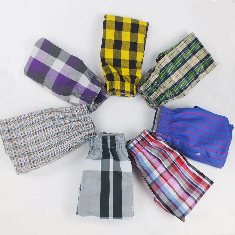 5 Pack Men's Thin Summer Underwear Cotton Plus Size Breathable Plaid Flexible Shorts Boxer Male Underpants