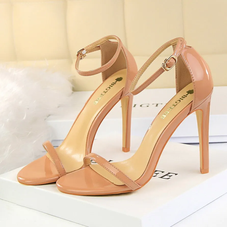 Amozae-Women Size 40 Extreme 11cm High Heels Fetish Sandals Female Gladiator Classic Strap Shoes Lady Scarpins Nude Platform Pumps