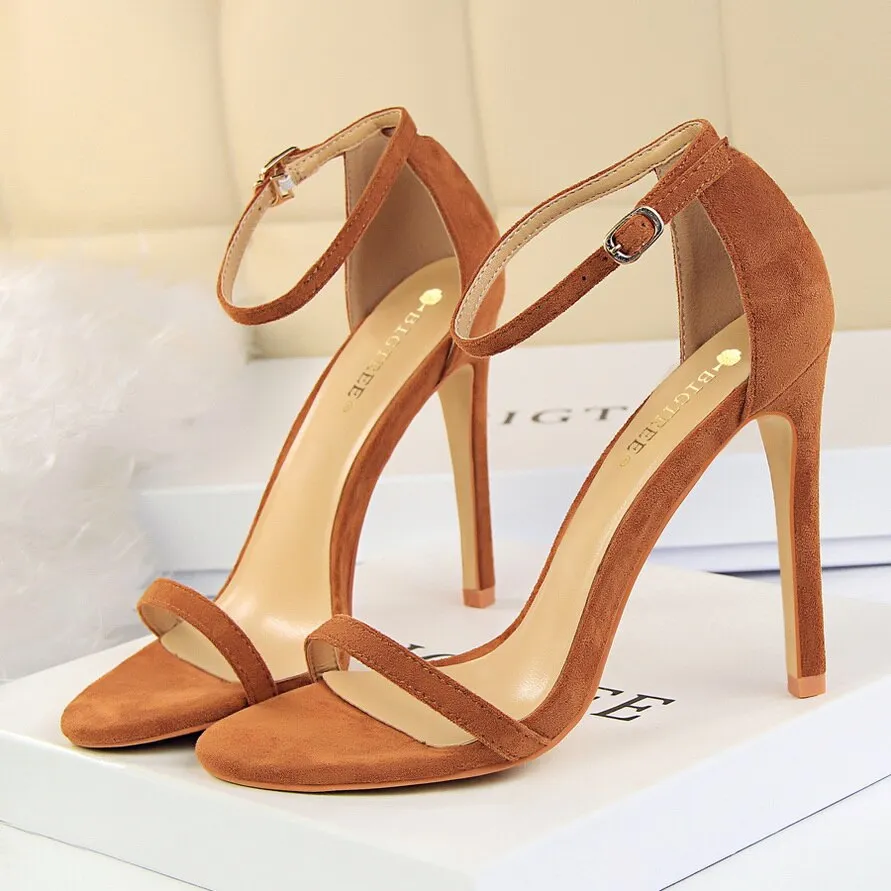 Amozae-Women Size 40 Extreme 11cm High Heels Fetish Sandals Female Gladiator Classic Strap Shoes Lady Scarpins Nude Platform Pumps