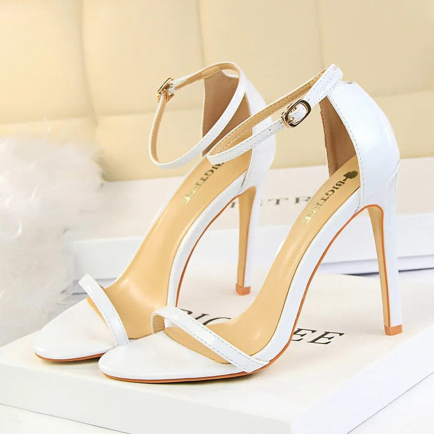 Amozae-Women Size 40 Extreme 11cm High Heels Fetish Sandals Female Gladiator Classic Strap Shoes Lady Scarpins Nude Platform Pumps