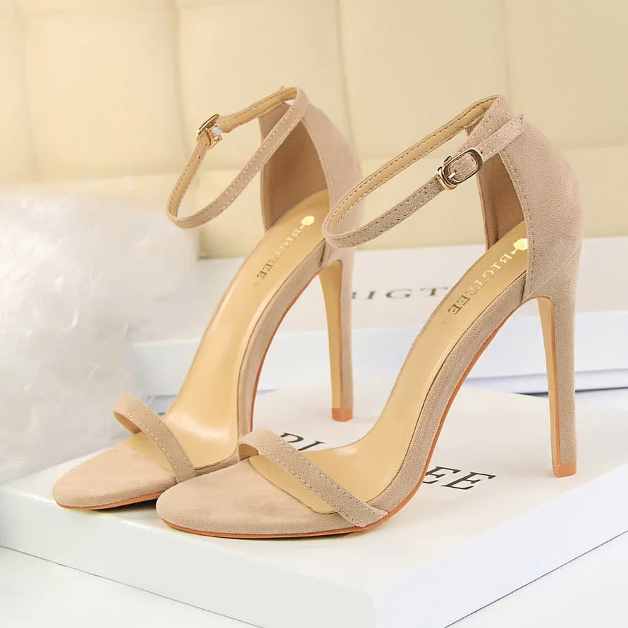 Amozae-Women Size 40 Extreme 11cm High Heels Fetish Sandals Female Gladiator Classic Strap Shoes Lady Scarpins Nude Platform Pumps