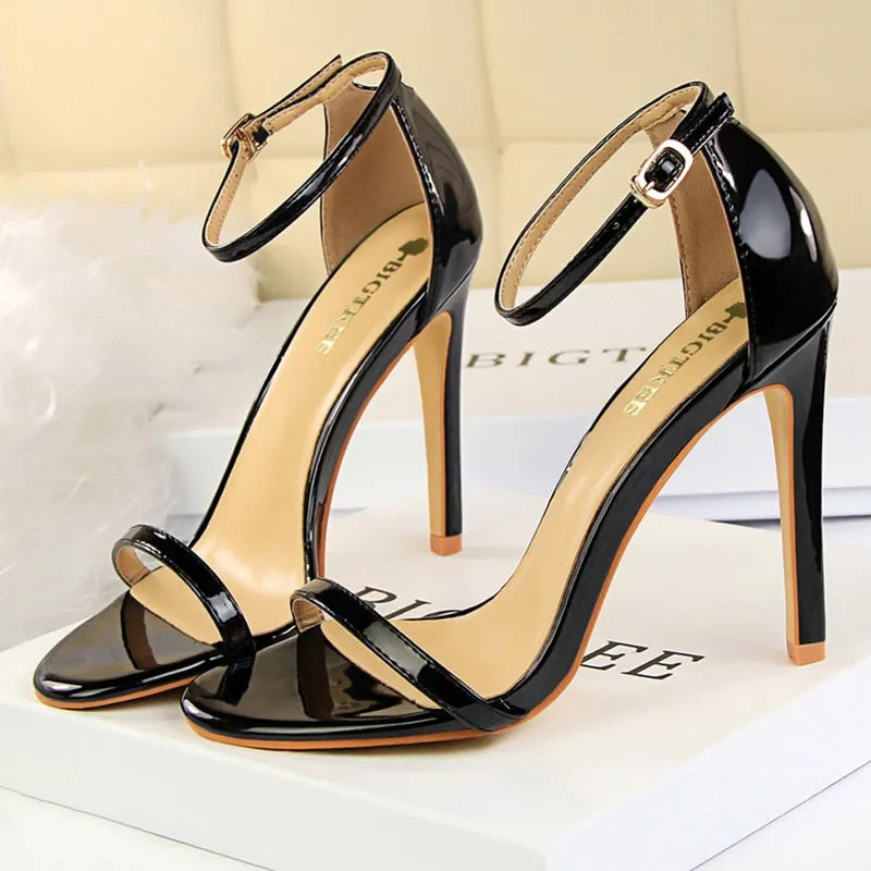 Amozae-Women Size 40 Extreme 11cm High Heels Fetish Sandals Female Gladiator Classic Strap Shoes Lady Scarpins Nude Platform Pumps