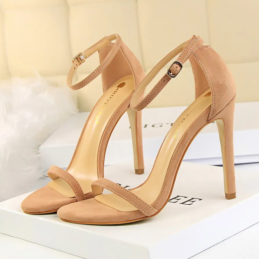 Amozae-Women Size 40 Extreme 11cm High Heels Fetish Sandals Female Gladiator Classic Strap Shoes Lady Scarpins Nude Platform Pumps