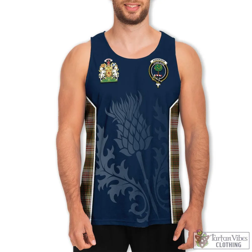 Anderson Dress Tartan Men's Tanks Top with Family Crest and Scottish Thistle Vibes Sport Style