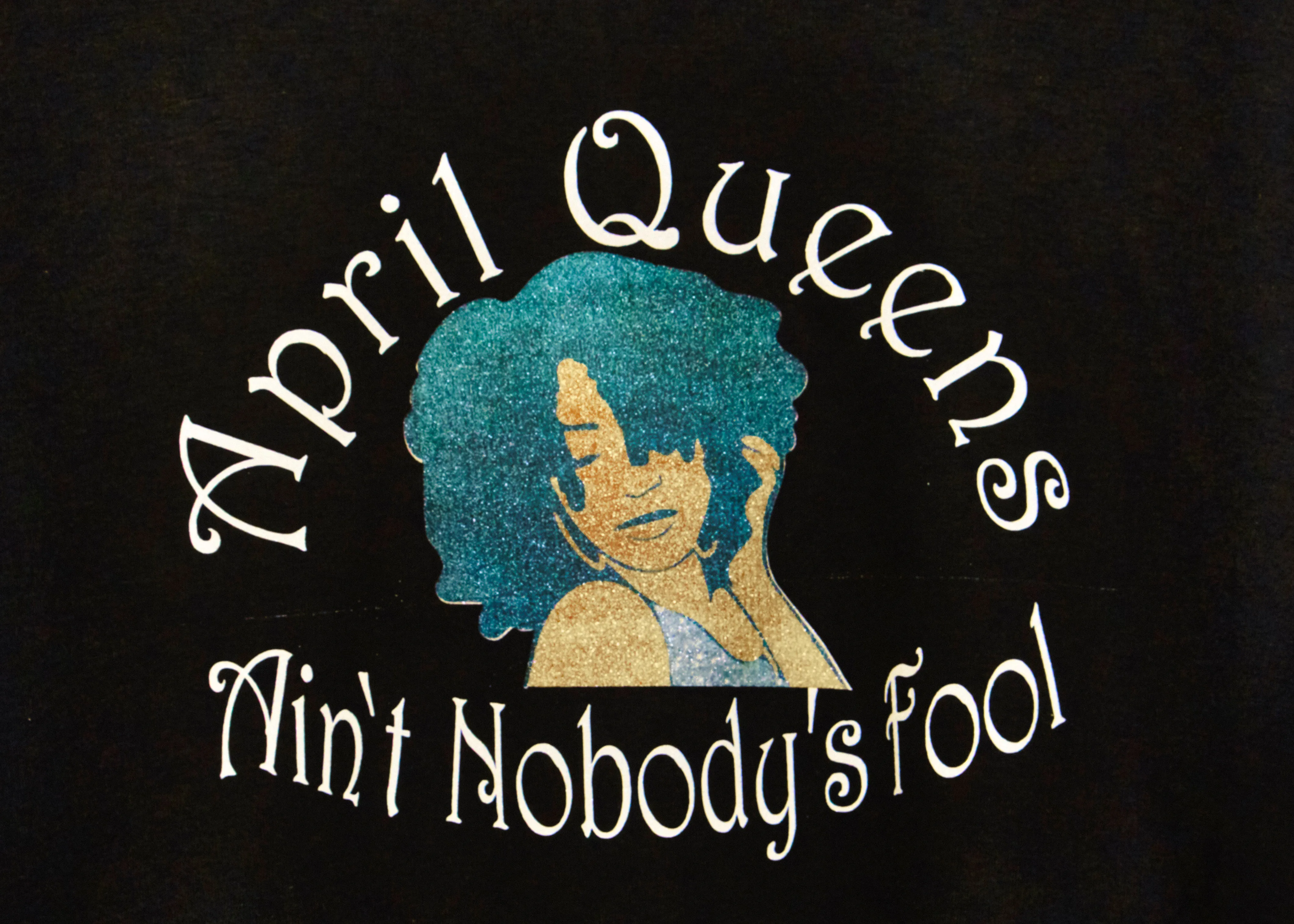 April "Full Glitter" Black Birthday T-Shirt (C-Neck)