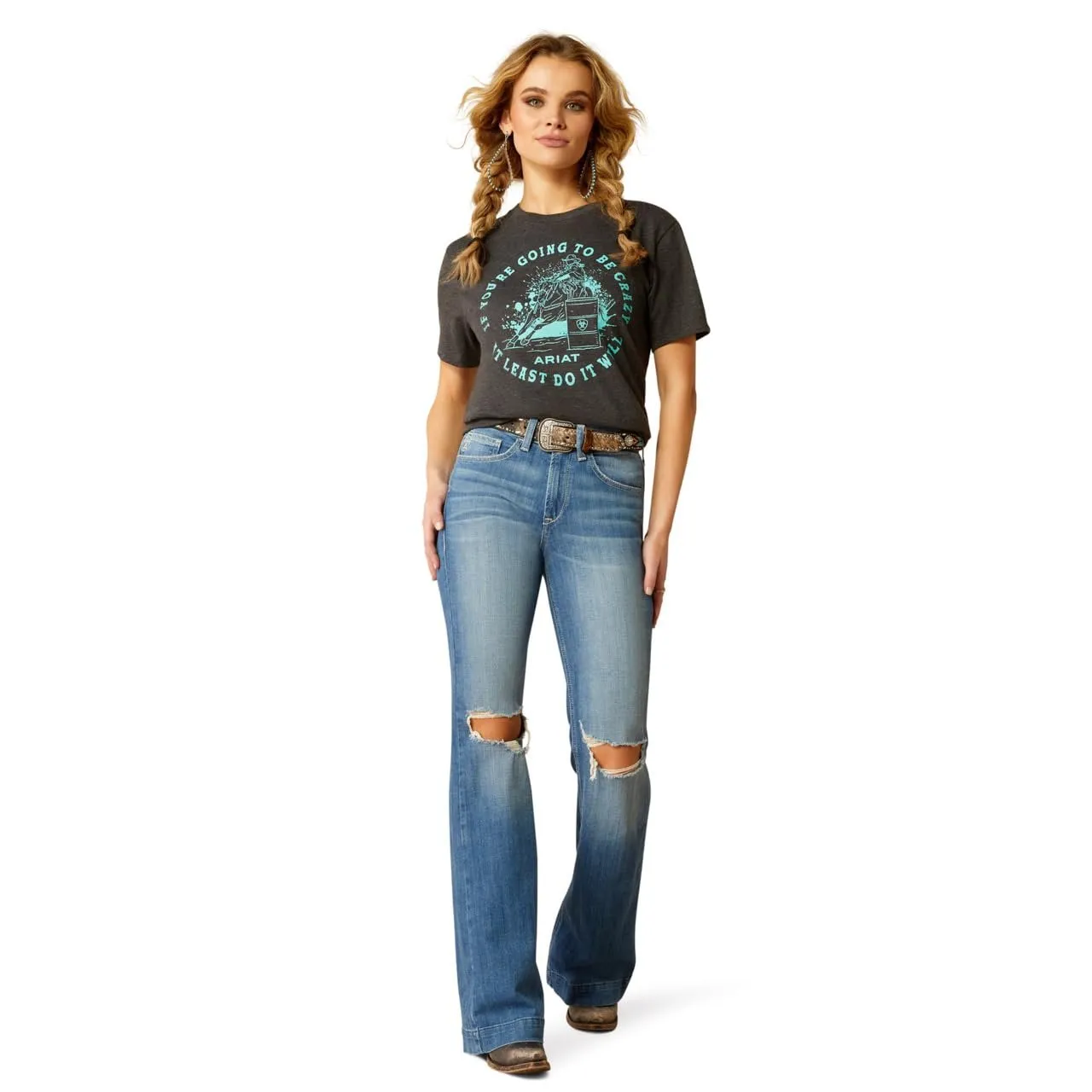 Ariat Women's Barrel Beauty T-Shirt, Charcoal Heather