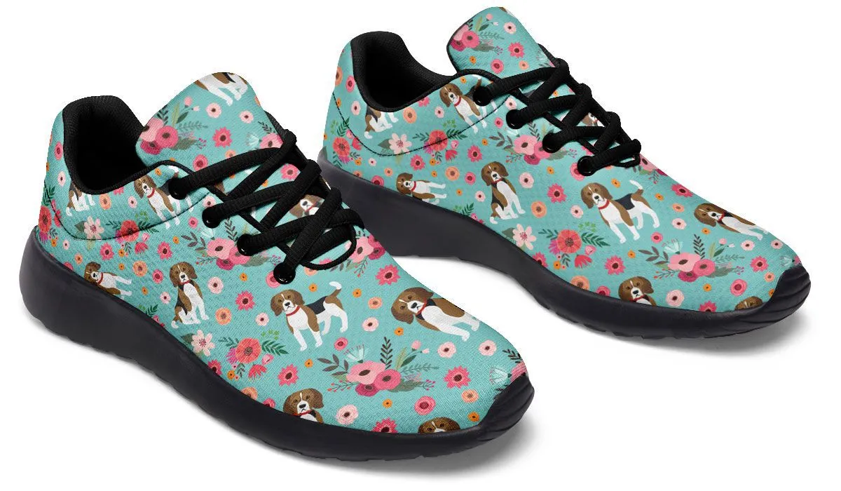 Beagle Flower Athletic Sneakers