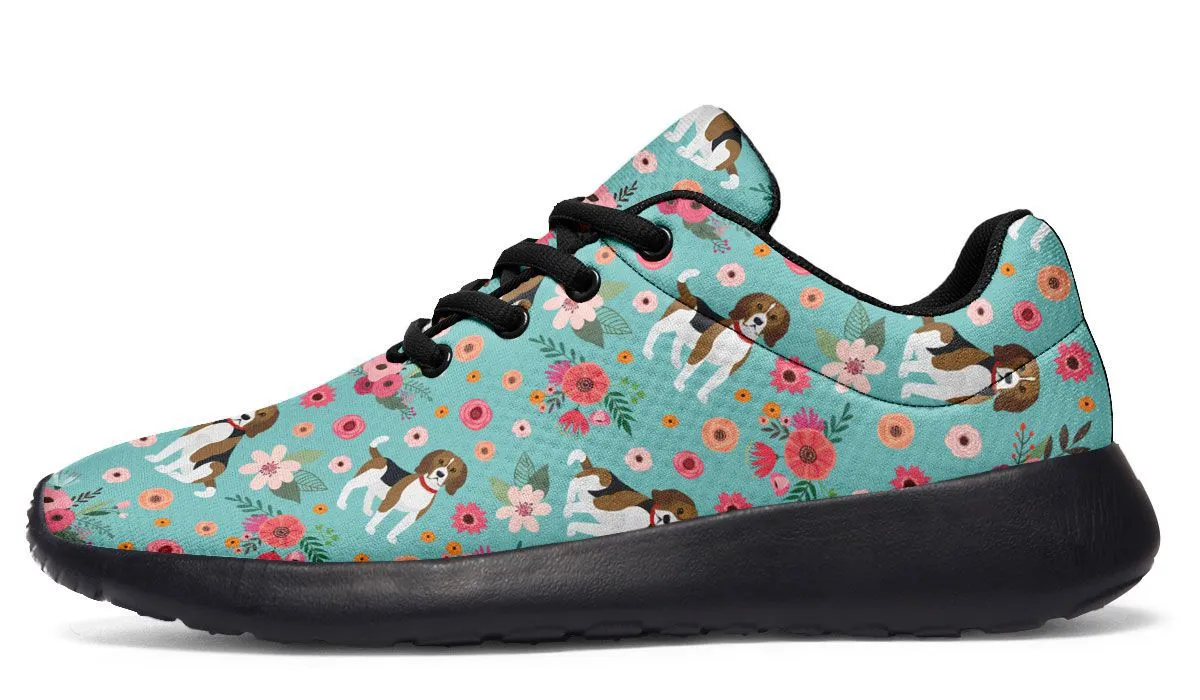 Beagle Flower Athletic Sneakers