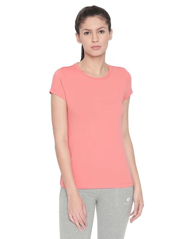 Bodyactive Women pink Round Neck Tee-TS19-PINK