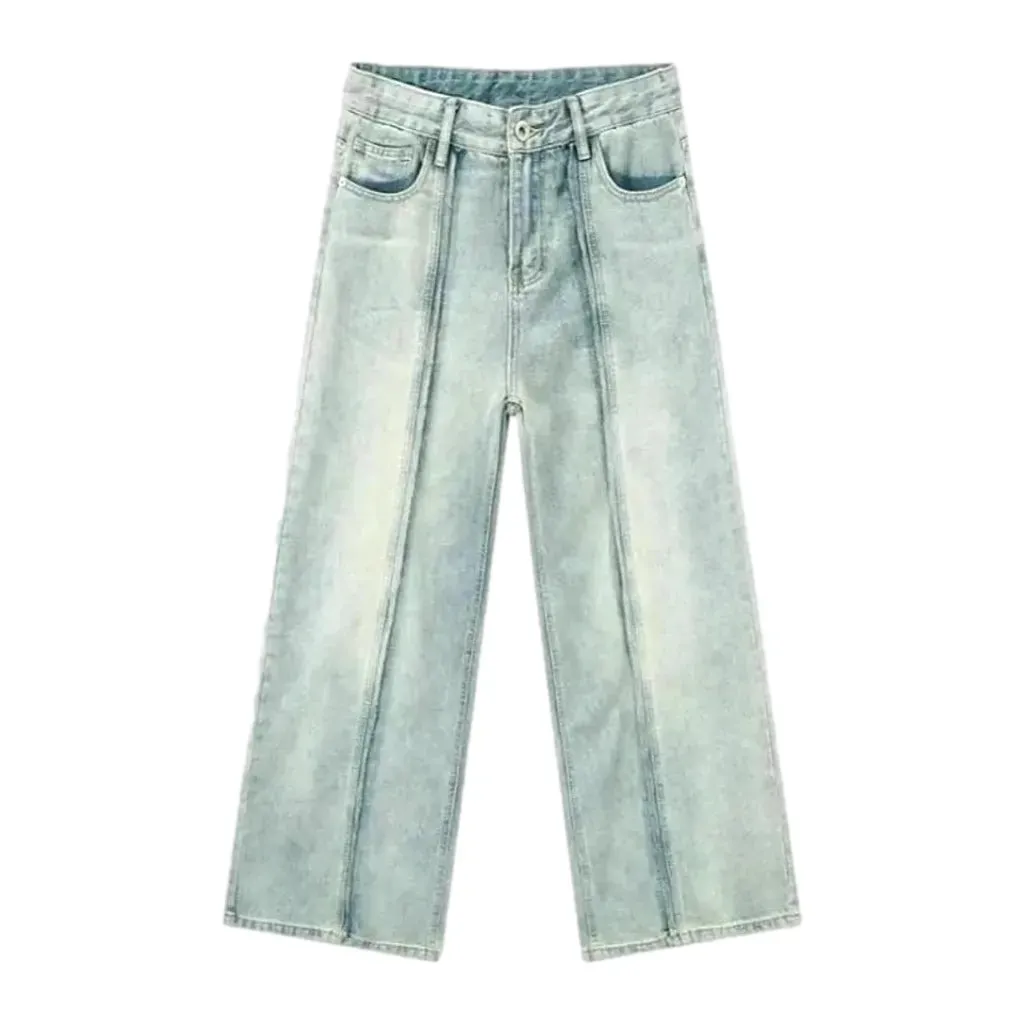 Boho style front-seams baggy jeans for men