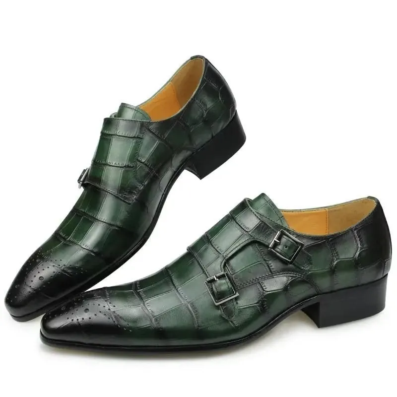 BrogueLux Custom Buckle Leather Wedding Shoes