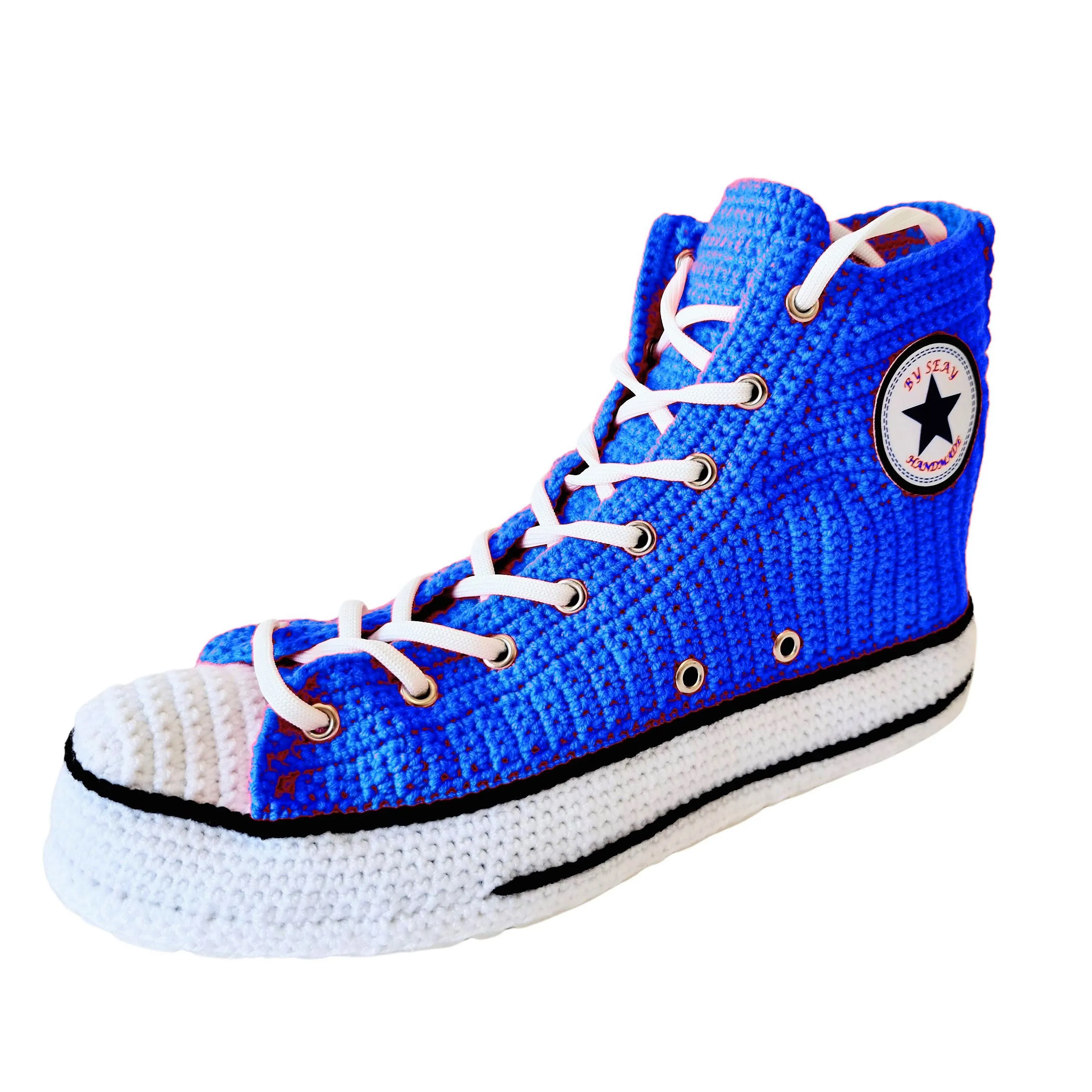 Converse Turquoise High Top Seasonal Crochet Sneakers Slippers Knitted Booties Plush