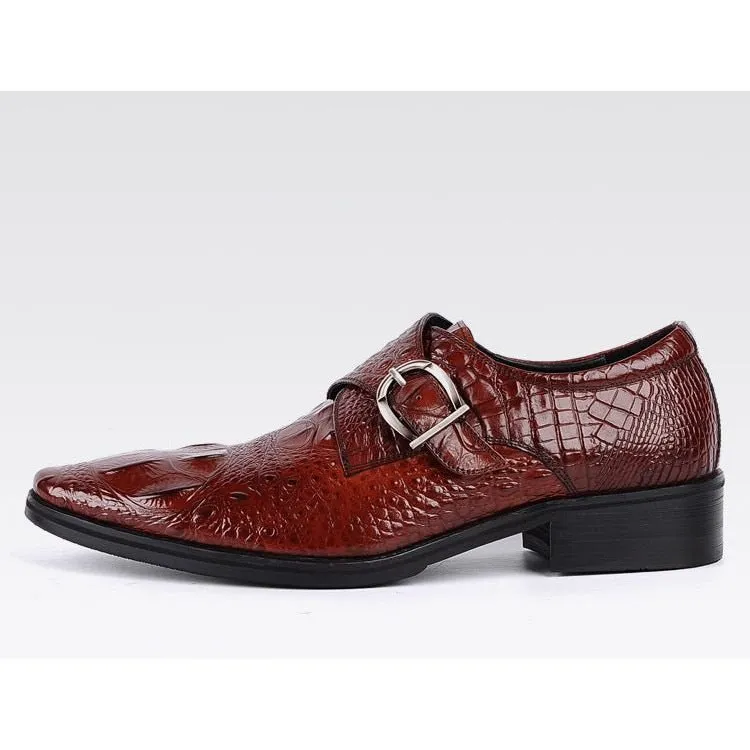 CrocoLuxe Pointed Toe Slip-On Brogue Shoes