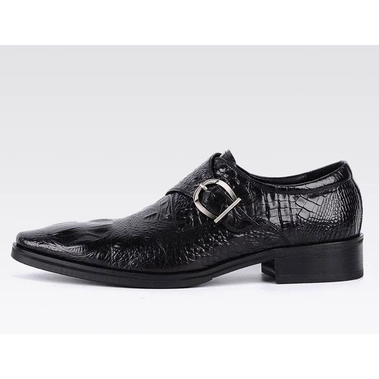 CrocoLuxe Pointed Toe Slip-On Brogue Shoes