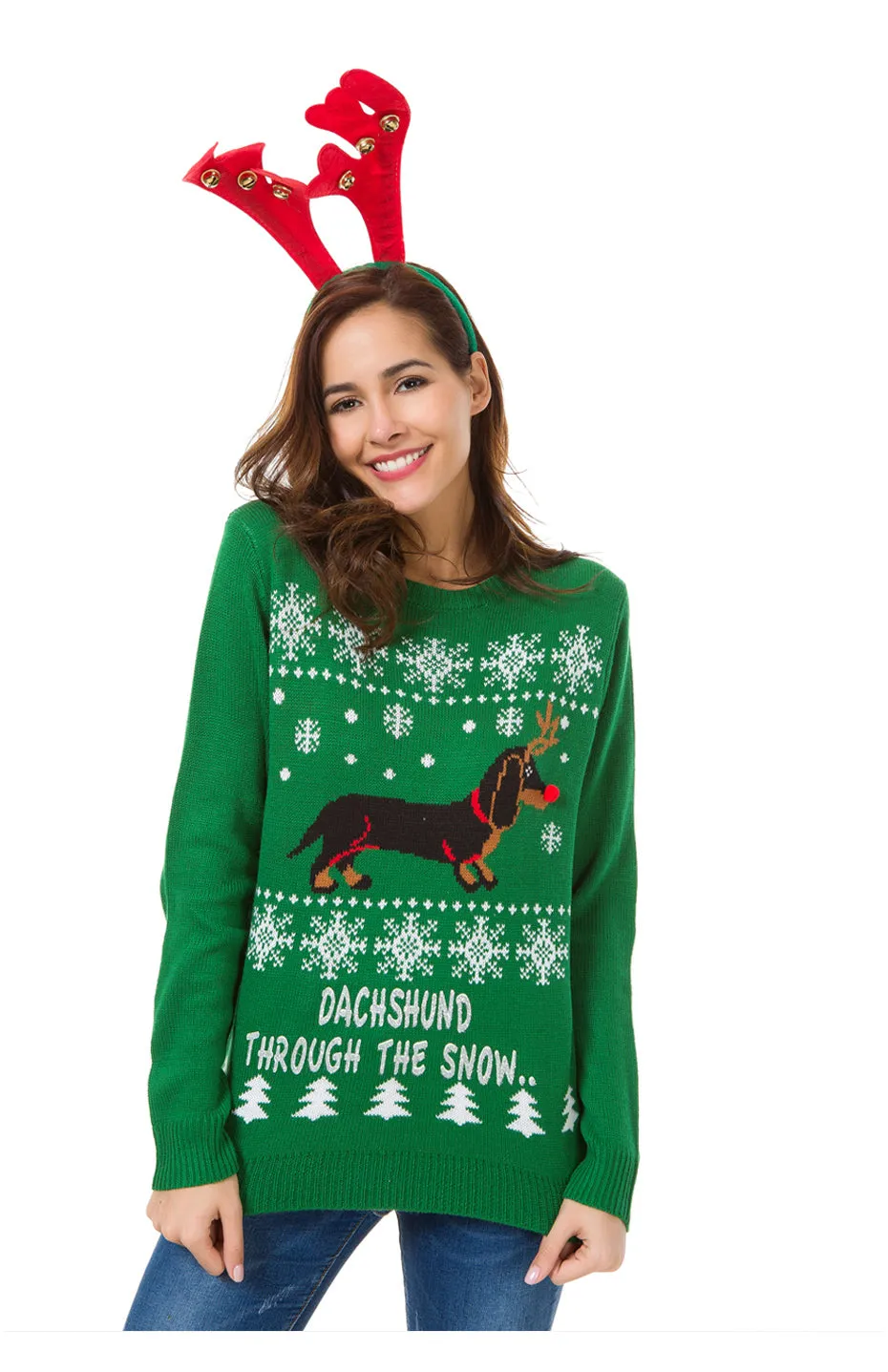 Dachshund Snow Christmas Sweaters For Women