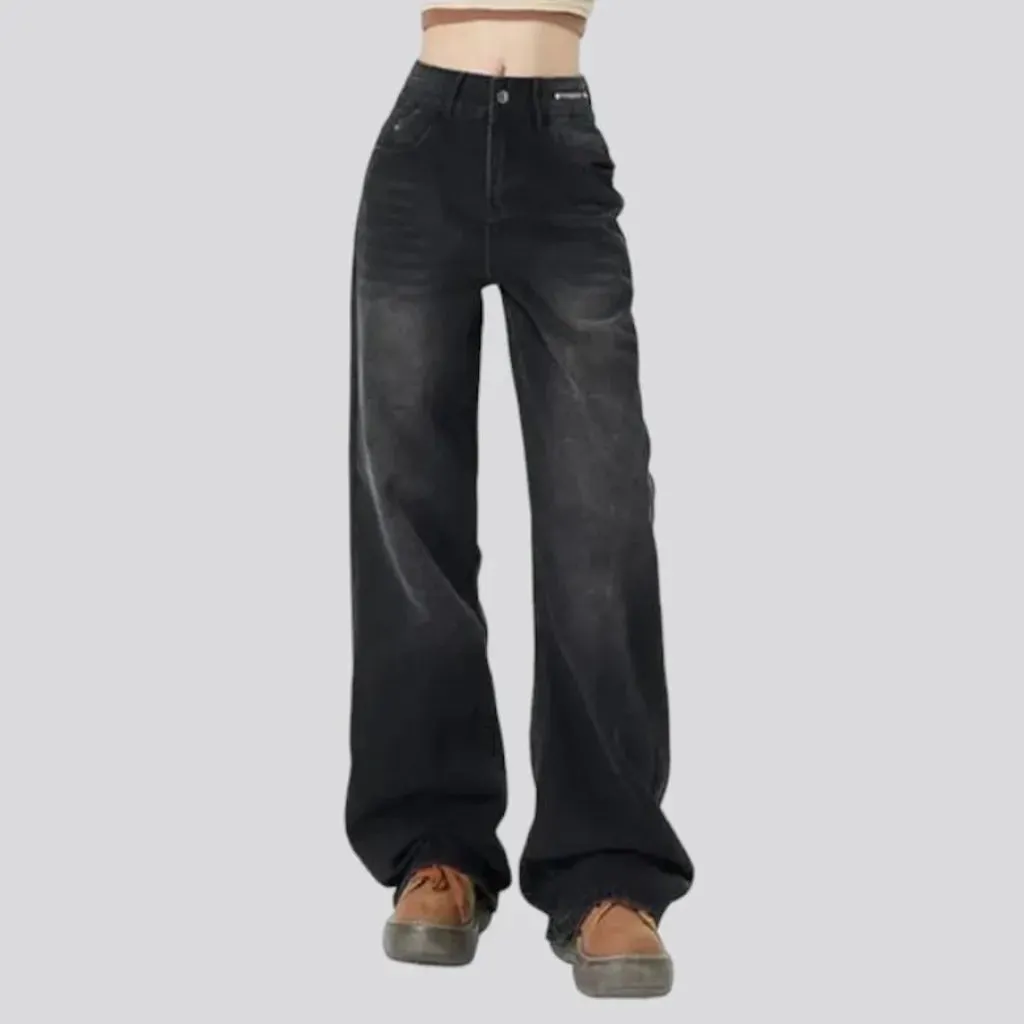 Dark sanded jeans
 for women