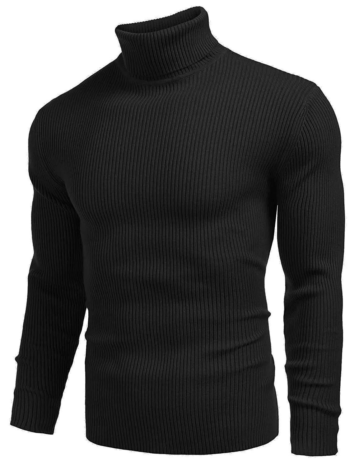 DENIMHOLIC Men's Cotton Turtle Neck Sweater (Medium, Black Dark)