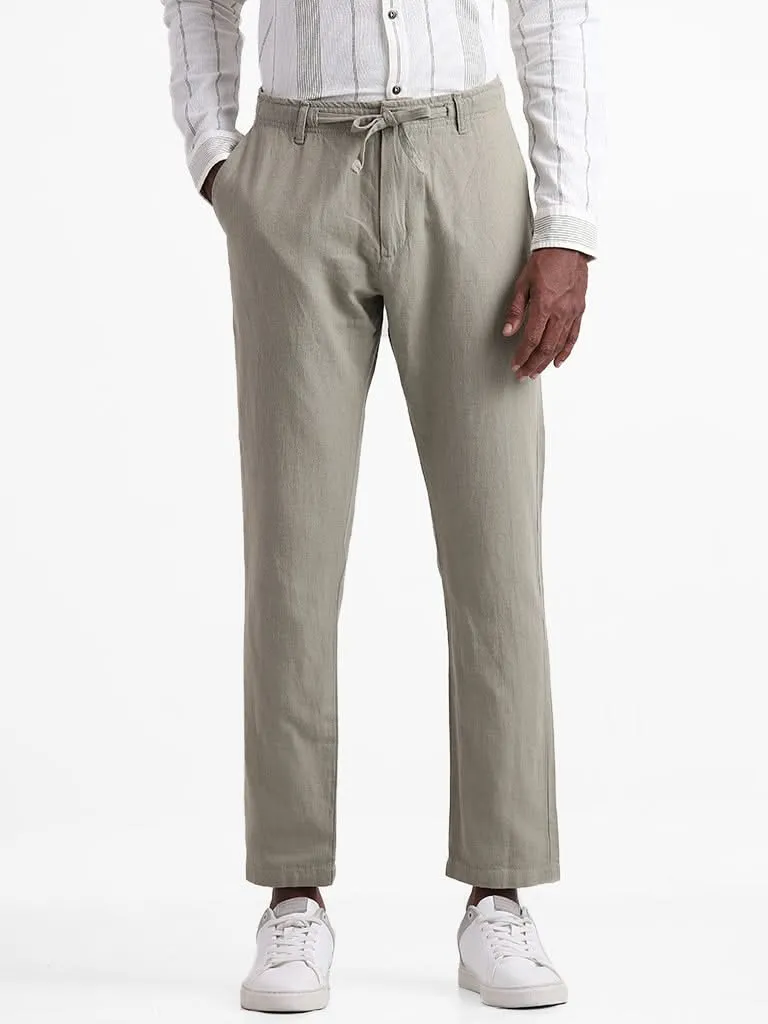 ETA Sage Solid Slim-Fit Mid-Rise Blended Linen Blended Linen Chinos