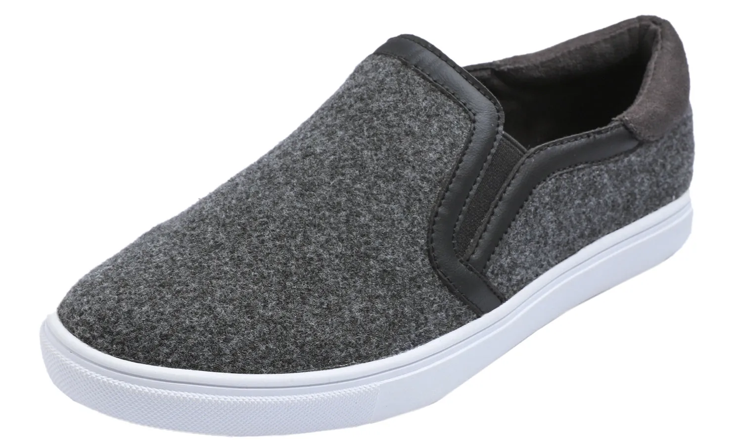 Feversole Women's Casual Slip On Sneaker Comfort Cozy Winter Warm Loafer Low Top Faux Dark Grey Woolen