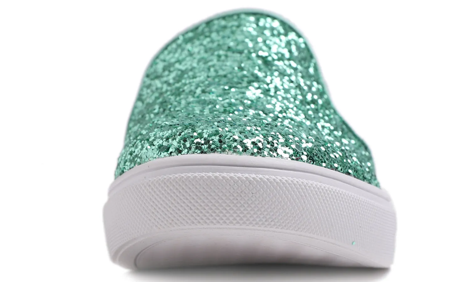 Feversole Women's Glitter Jade Green Slip On Sneaker Casual Flat Loafers