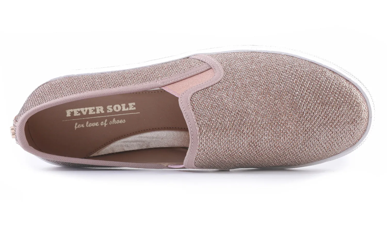 Feversole Women's Lurex Rose Gold Slip On Sneaker Casual Flat Loafers