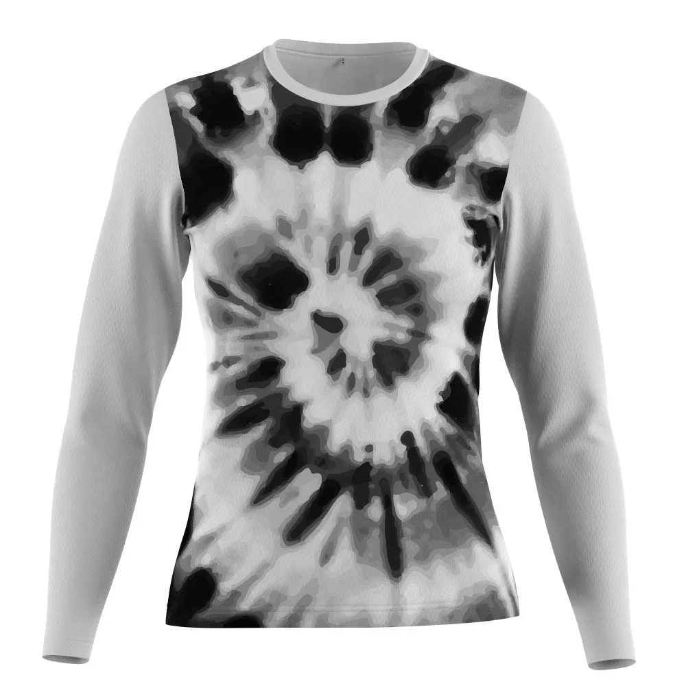 FMR Women's Black&White Tie-dye Long Sleeve T-Shirt