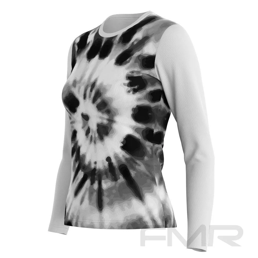 FMR Women's Black&White Tie-dye Long Sleeve T-Shirt