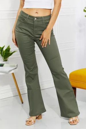 Full Size High-Rise Bootcut Jeans in Olive