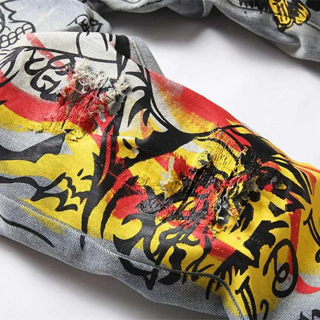 Graffiti-painted jeans for men