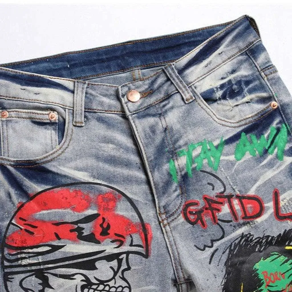 Graffiti-painted jeans for men