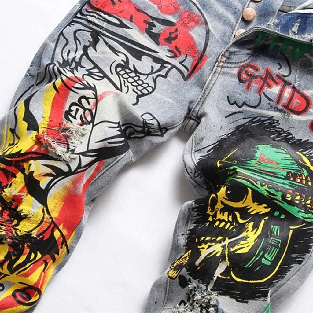 Graffiti-painted jeans for men