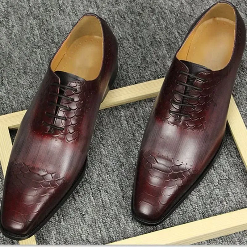 GroomLuxe Chic Brogue Leather Wedding Shoes