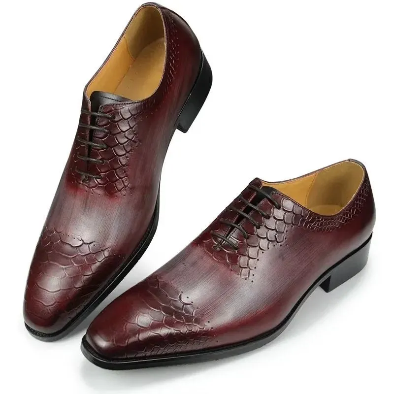 GroomLuxe Chic Brogue Leather Wedding Shoes