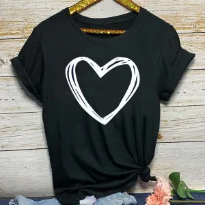 Heart Print T Shirt