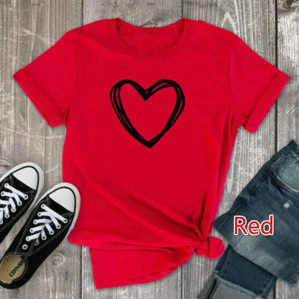 Heart Print T Shirt