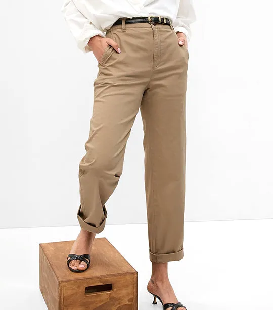 High Rise Girlfriend Khakis with Washwell Khaki 1