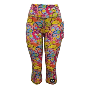 High Waist Funky 3/4 Leggings - Paisley