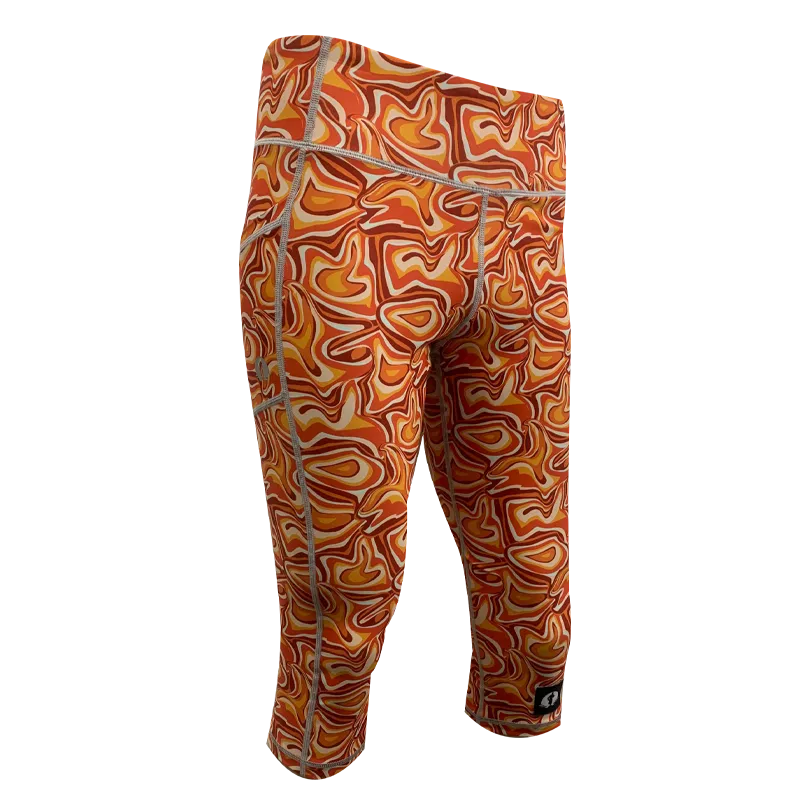 High Waist Funky 3/4 Leggings - Twisted Trails