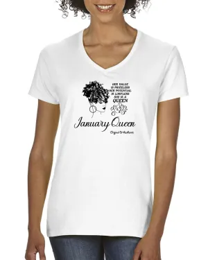 January Birthday Queen Tee - V-Neck