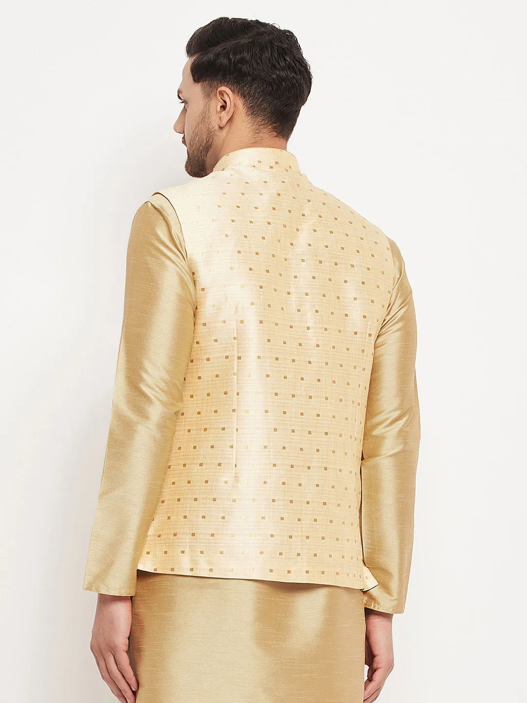 Jashvi Men's Gold Zari Weaved Jacket