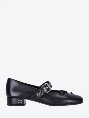 Leather heeled ballerinas