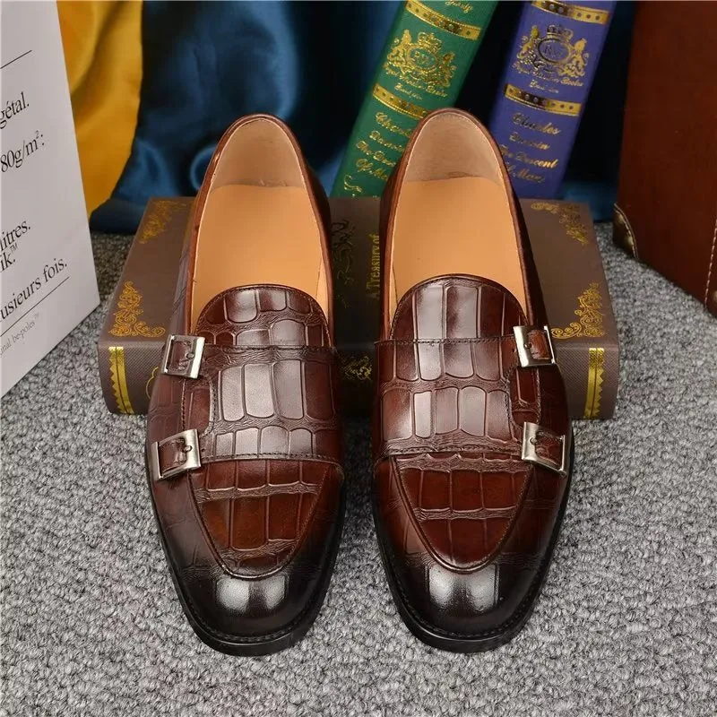 LuxeTex Exotic Texture Modish Monkstrap Dress Shoes