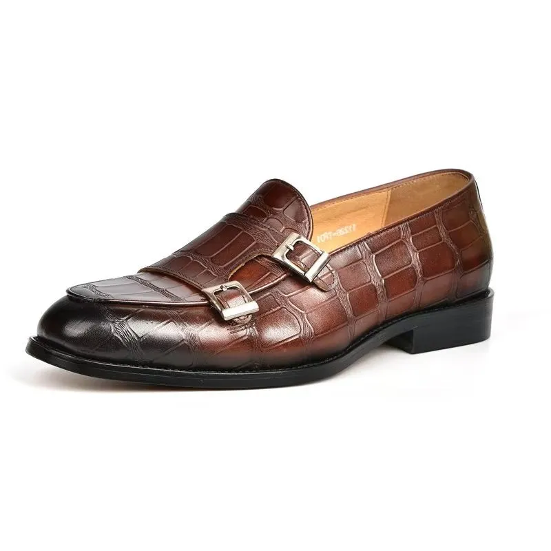 LuxeTex Exotic Texture Modish Monkstrap Dress Shoes