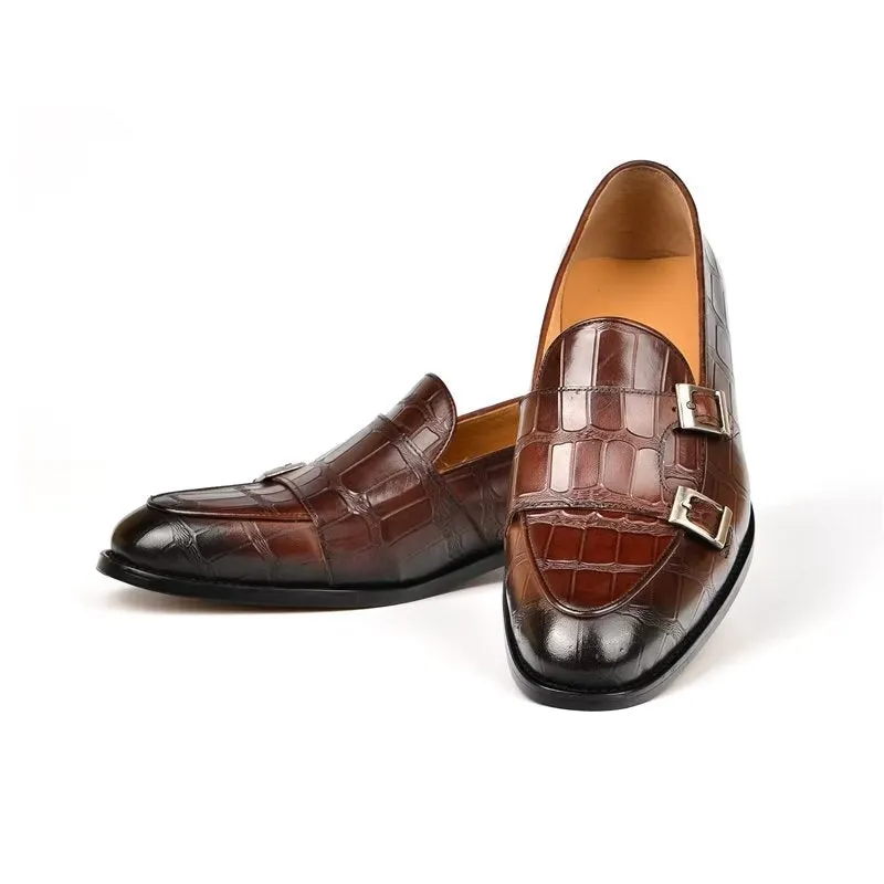 LuxeTex Exotic Texture Modish Monkstrap Dress Shoes