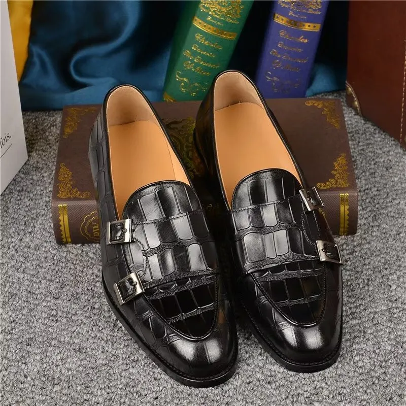 LuxeTex Exotic Texture Modish Monkstrap Dress Shoes