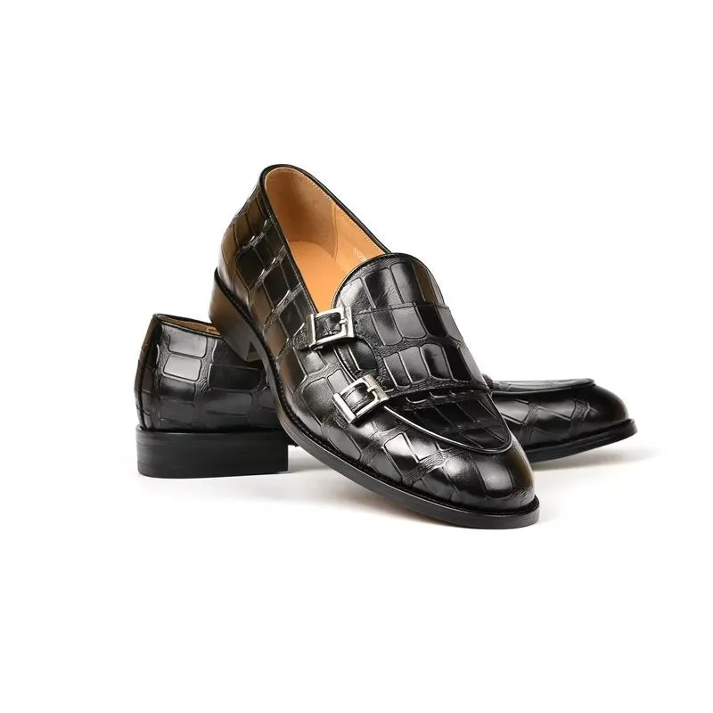 LuxeTex Exotic Texture Modish Monkstrap Dress Shoes